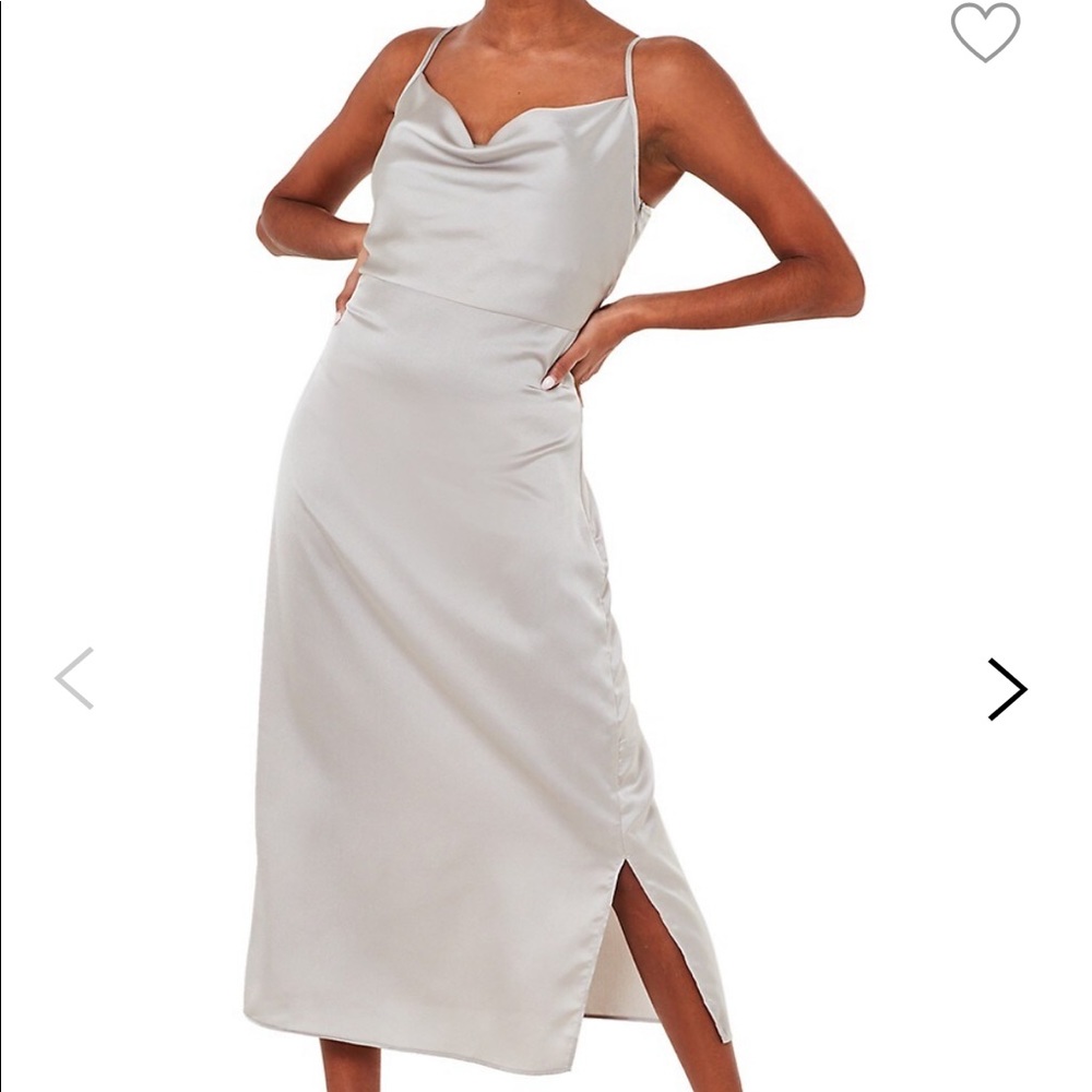 Cowl Neck Satin Dress